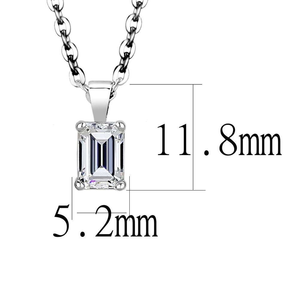 MALO4127 - Rhodium Brass Chain Pendant with AAA Grade CZ in Clear