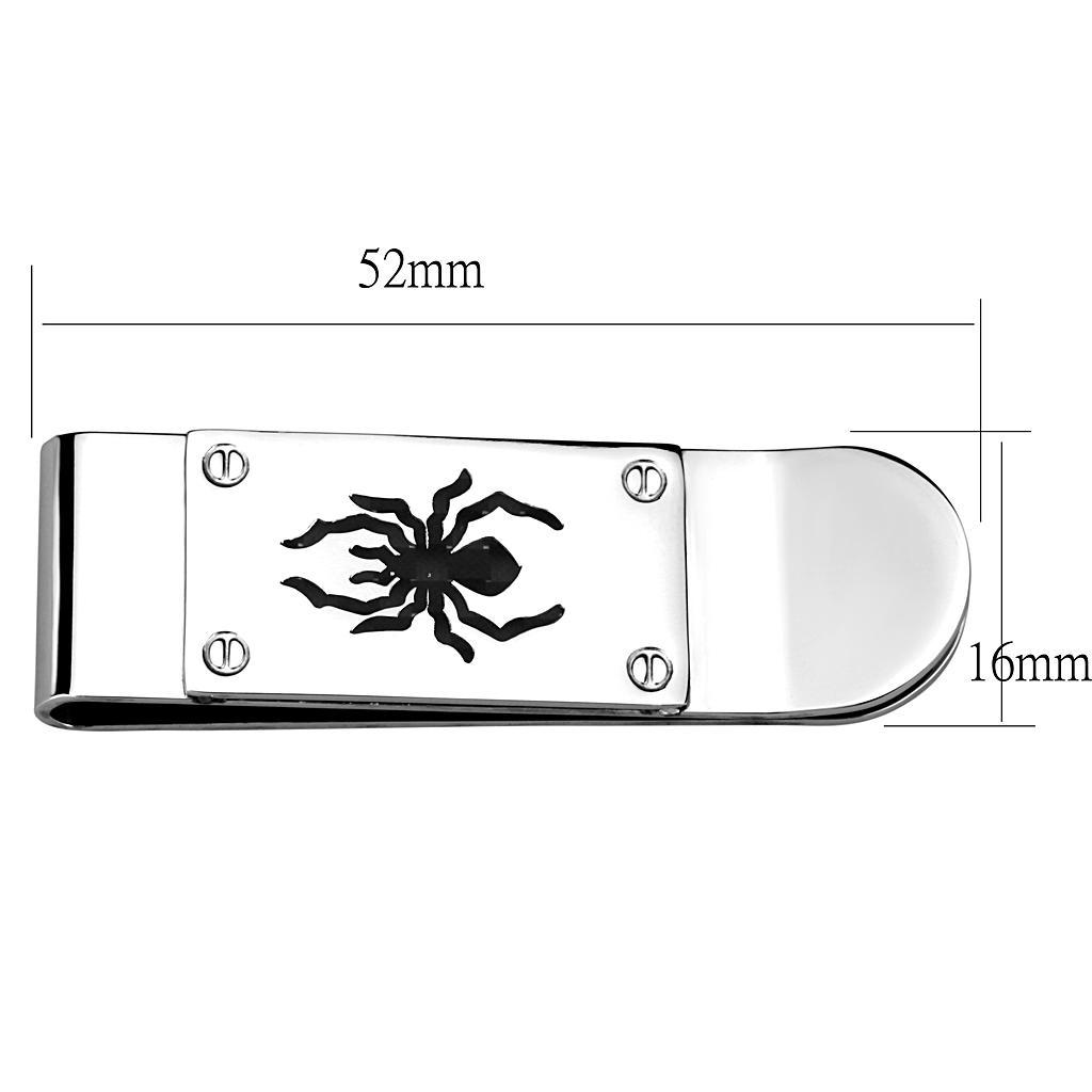 MALO4130 - Rhodium Brass Money clip with Epoxy in Jet