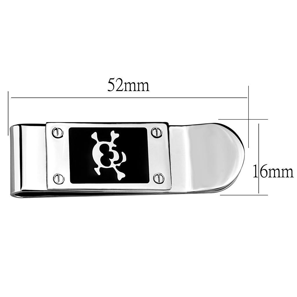 MALO4131 - Rhodium Brass Money clip with Epoxy in Jet