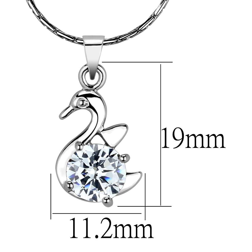MALO4149 - Rhodium Brass Chain Pendant with AAA Grade CZ in Clear