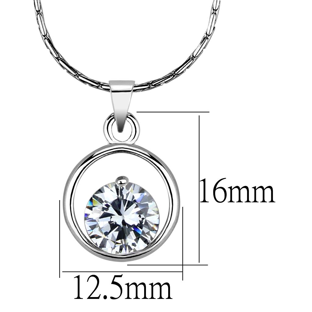 MALO4153 Rhodium Brass Chain Pendant with AAA Grade CZ in Clear