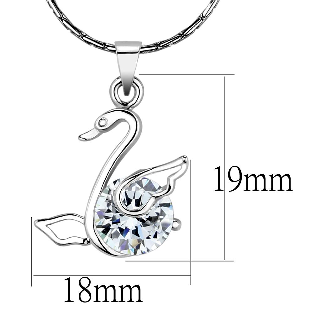 MALO4155 - Rhodium Brass Chain Pendant with AAA Grade CZ in Clear