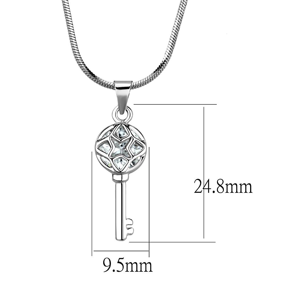 MALO4158 - Rhodium Brass Chain Pendant with AAA Grade CZ in Clear