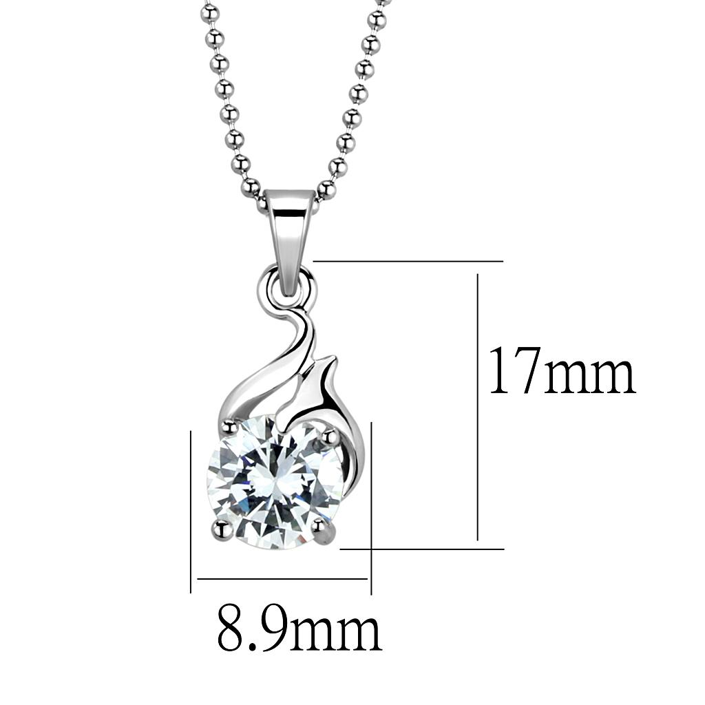 MALO4165 - Rhodium Brass Chain Pendant with AAA Grade CZ in Clear