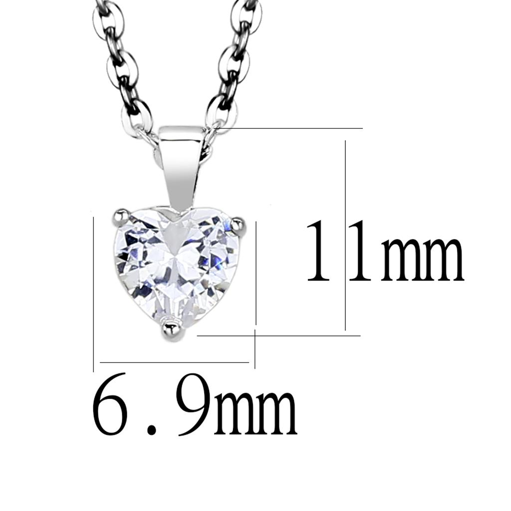 MALO4171 - Rhodium Brass Chain Pendant with AAA Grade CZ in Clear