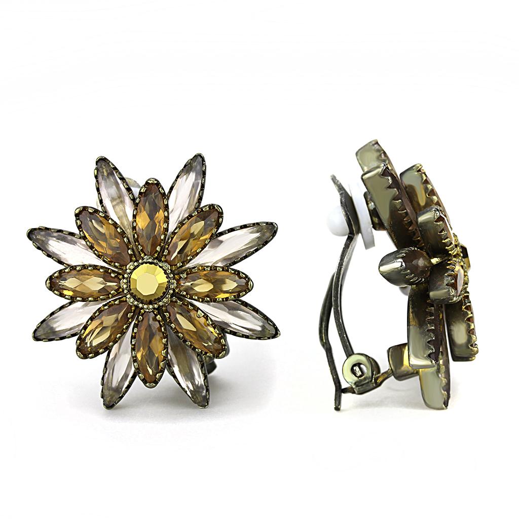 MALO4200 - Antique Copper Brass Earrings with Synthetic Synthetic Glass in Multi Color