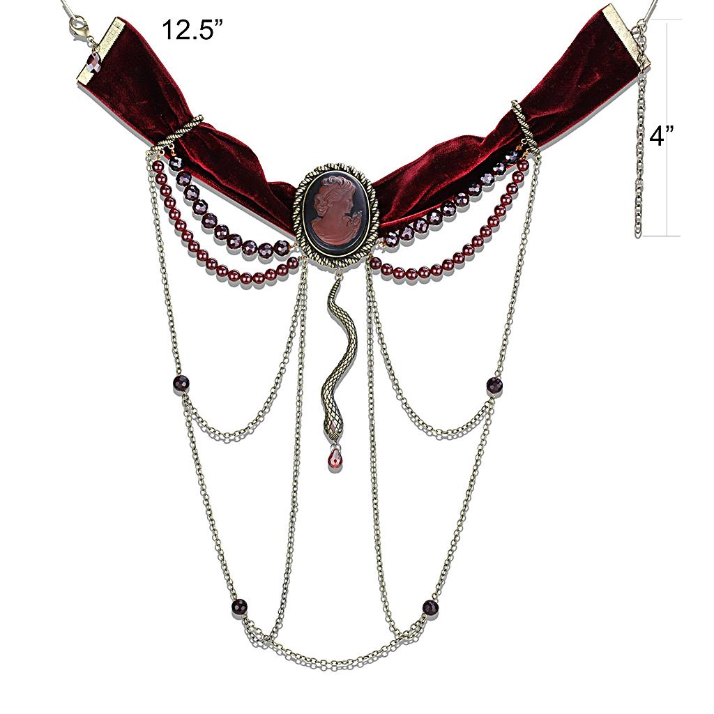 MALO4212 - Antique Copper Brass Necklace with Synthetic Synthetic Stone in Smoked Quartz