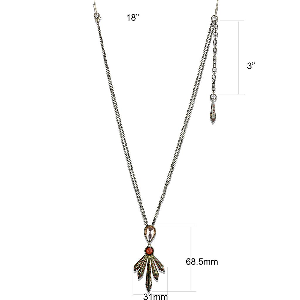 MALO4216 - Antique Copper Brass Necklace with Synthetic Synthetic Glass in Champagne