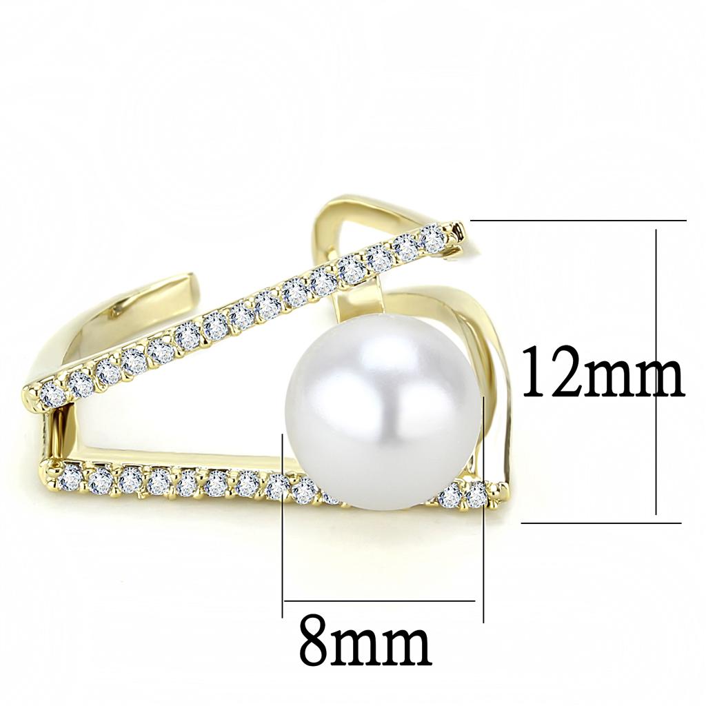 MALO4246 - Flash Gold Brass Ring with Synthetic Pearl in White