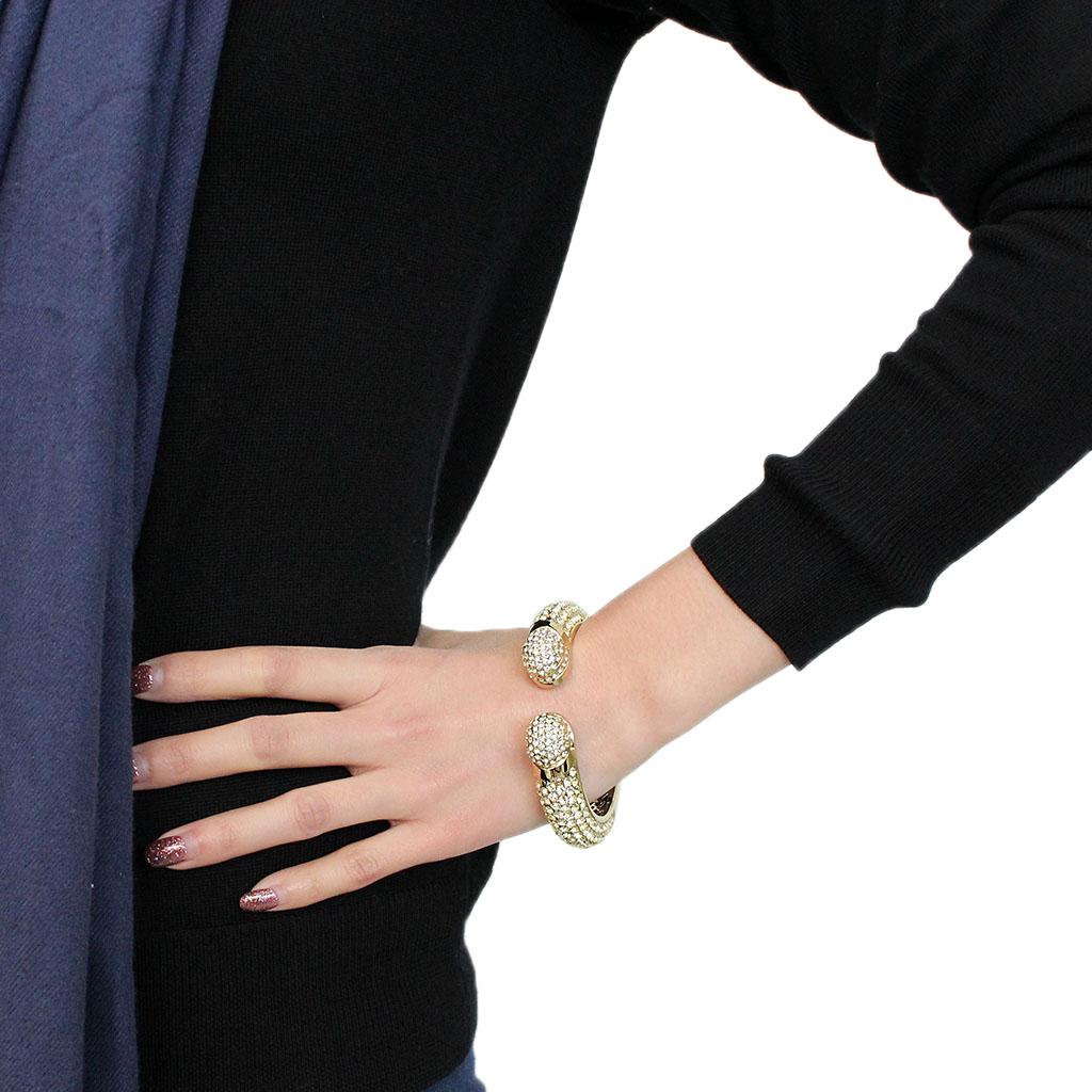 MALO4295 - Flash Gold Brass Bangle with Top Grade Crystal in Citrine Yellow