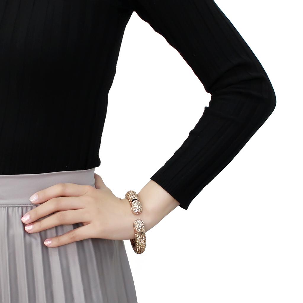 MALO4313 - Flash Rose Gold Brass Bangle with Top Grade Crystal in Smoked Quartz