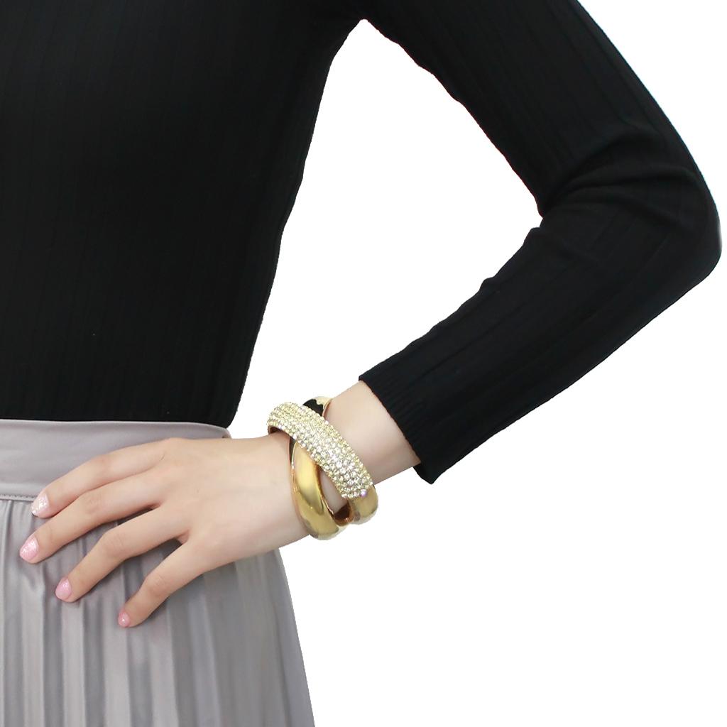 MALO4321 - Gold Brass Bangle with Top Grade Crystal in Citrine Yellow