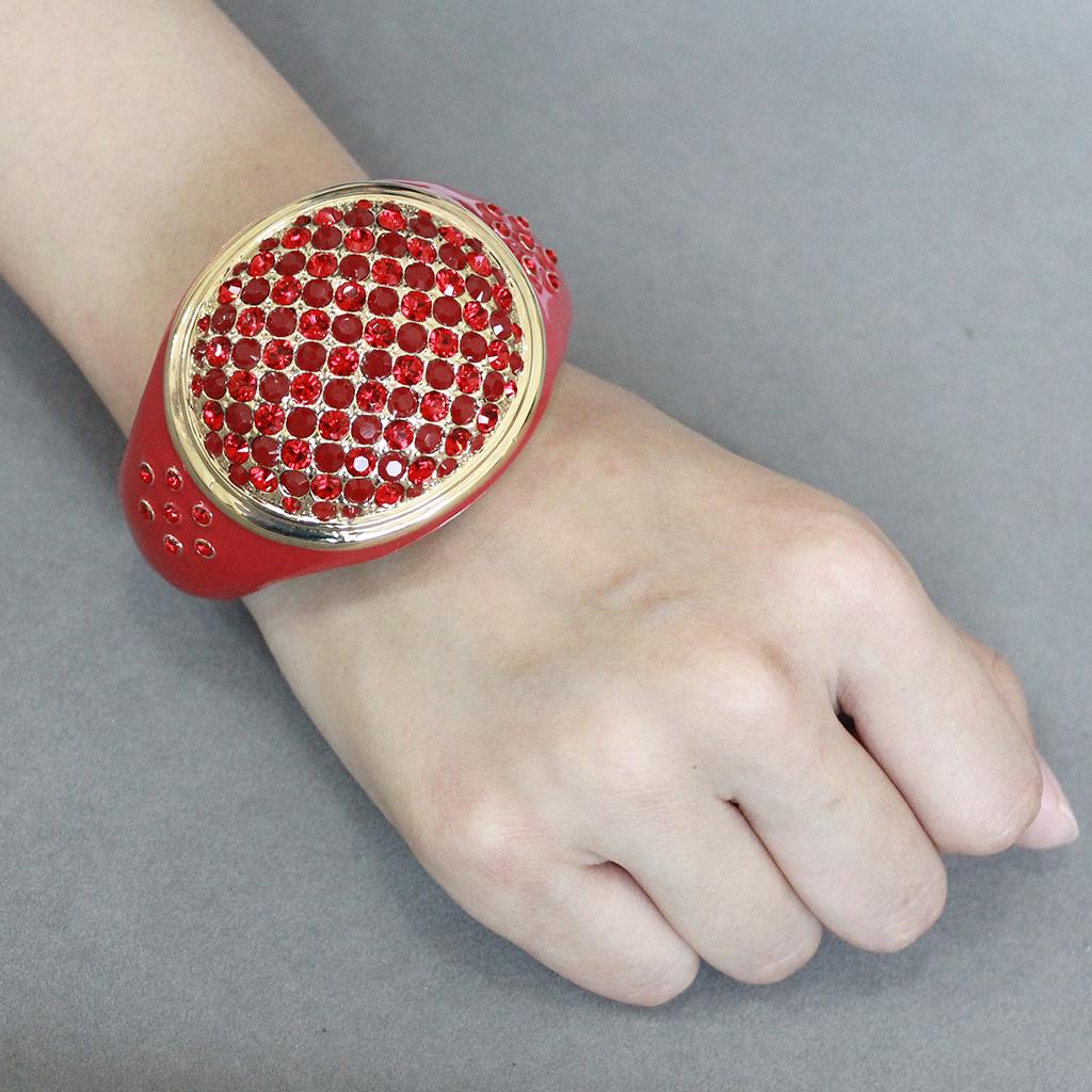 MALO4351 - Gold Brass Bangle with Top Grade Crystal in Multi Color