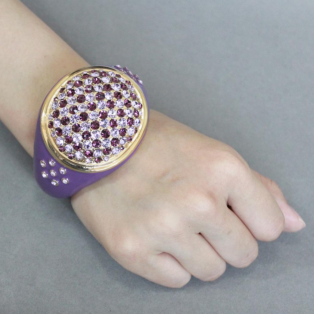 MALO4353 - Gold Brass Bangle with Top Grade Crystal in Multi Color