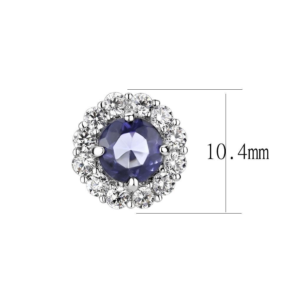 MALO4674 - Rhodium Brass Earrings with Synthetic Synthetic Glass in Tanzanite