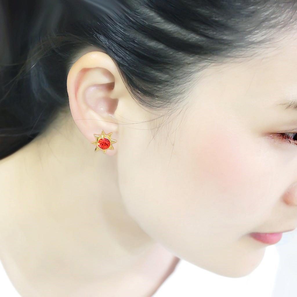 MALO4675 - Gold Brass Earrings with Top Grade Crystal in Orange