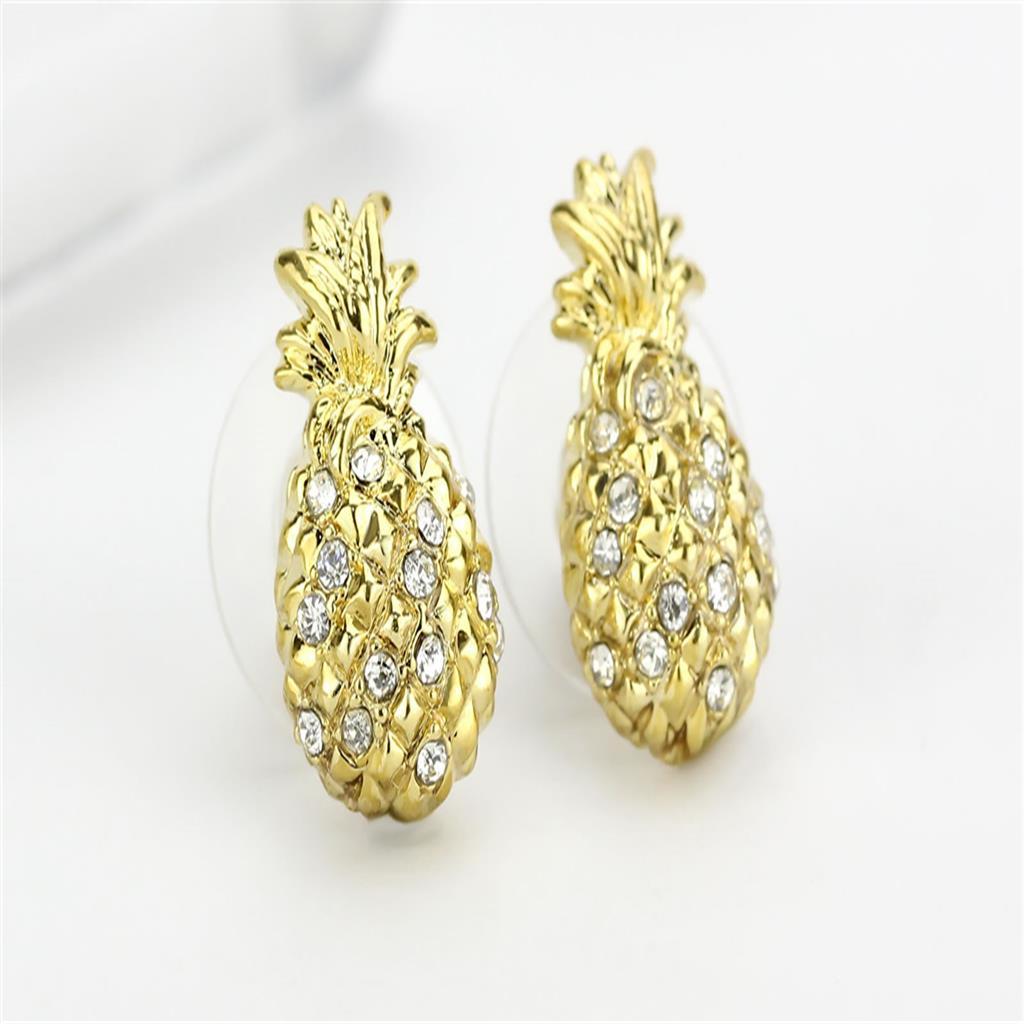 MALO4677 - Gold Brass Earrings with Top Grade Crystal in Clear