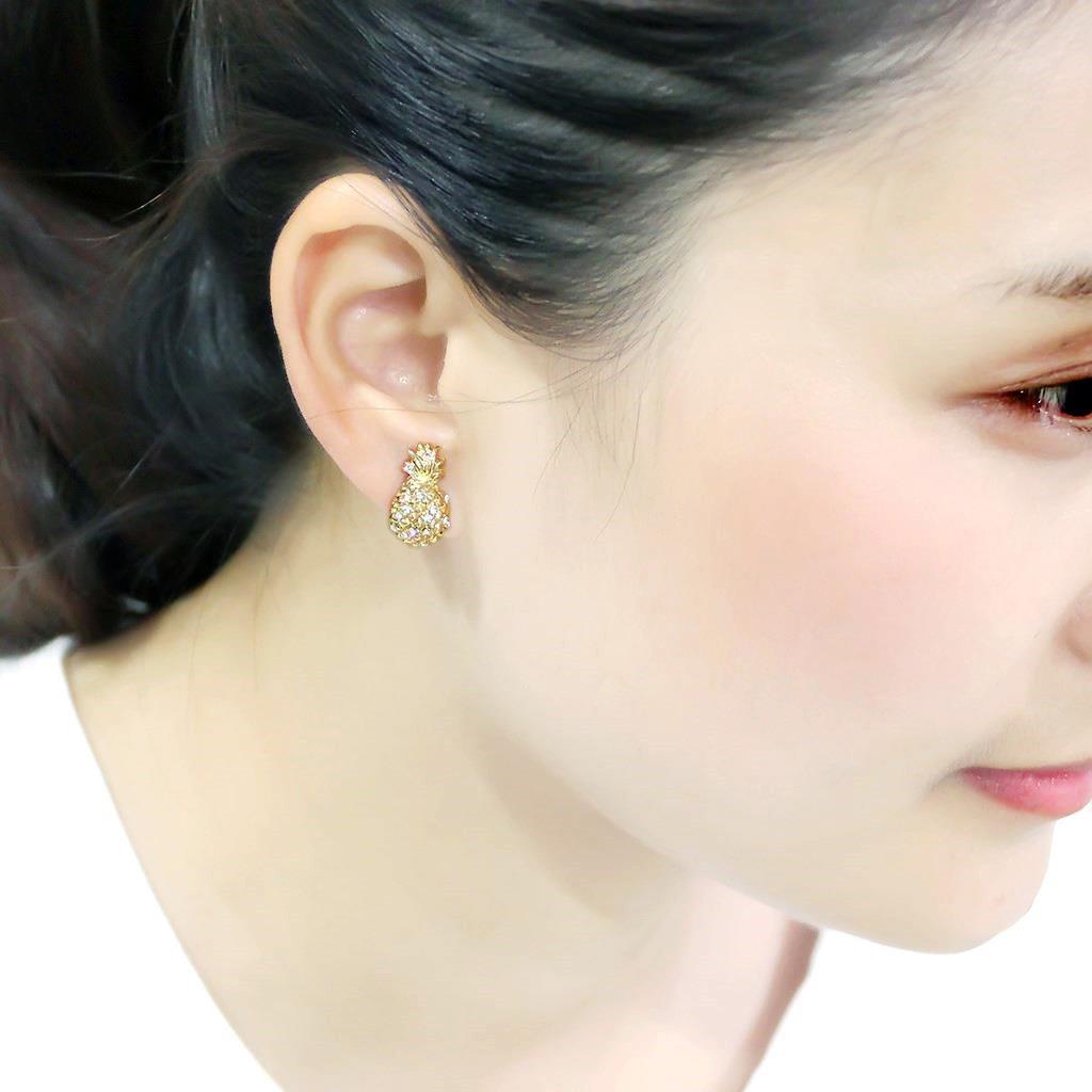 MALO4677 - Gold Brass Earrings with Top Grade Crystal in Clear