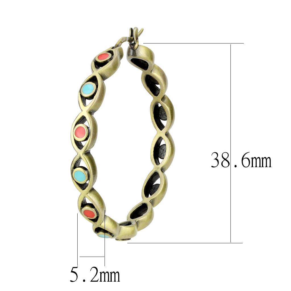 MALO4679 - Antique Silver Brass Earrings with Epoxy in Multi Color