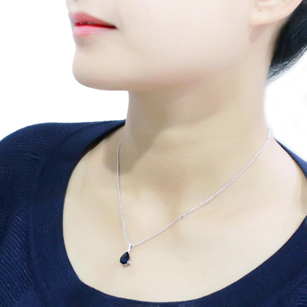 MALO4683 - Rhodium Brass Chain Pendant with Synthetic in Montana