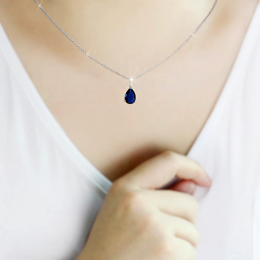 MALO4683 - Rhodium Brass Chain Pendant with Synthetic in Montana