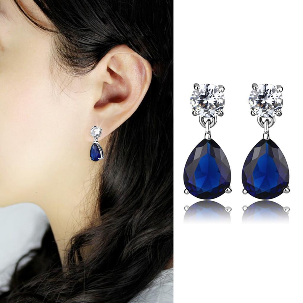 MALO4684 - Rhodium Brass Earrings with Synthetic Synthetic Glass in Montana