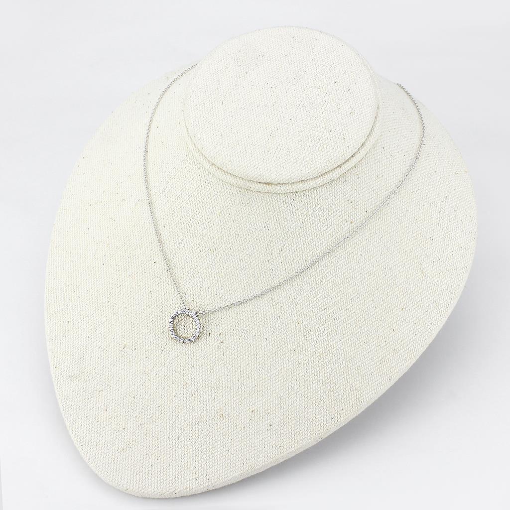 MALO4691 - Rhodium Brass Chain Pendant with AAA Grade CZ in Clear