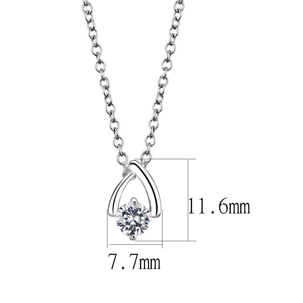 MALO4692 - Silver+ e-coating Brass Chain Pendant with AAA Grade CZ in Clear