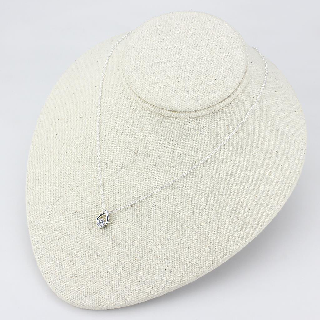 MALO4692 - Silver+ e-coating Brass Chain Pendant with AAA Grade CZ in Clear