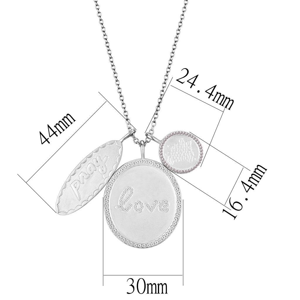 MALO4693 - Rhodium+Brushed Brass Necklace with Top Grade Crystal in Light Amethyst