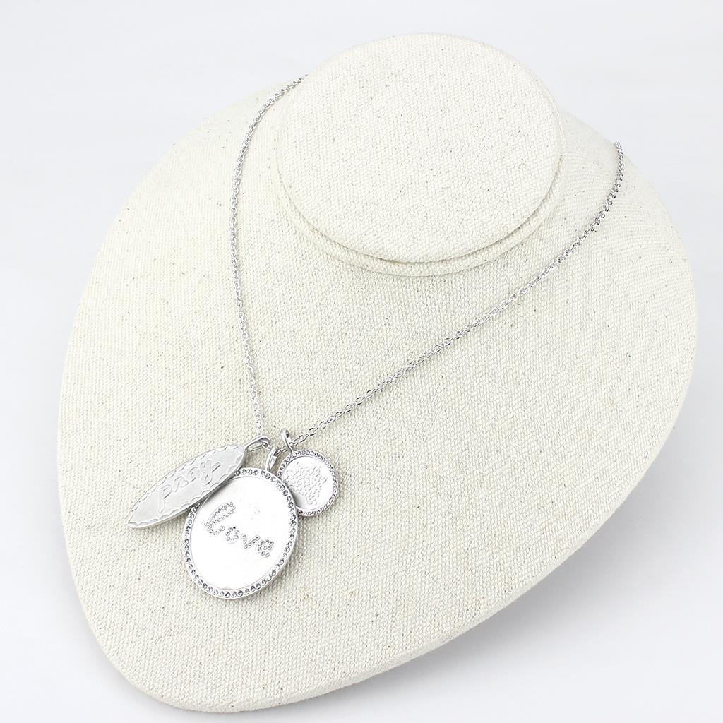 MALO4693 - Rhodium+Brushed Brass Necklace with Top Grade Crystal in Light Amethyst