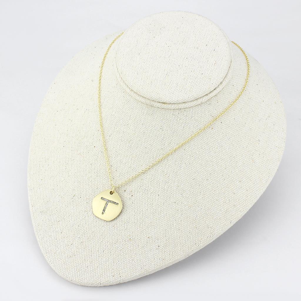 MALO4698 - Gold & Brush Brass Chain Pendant with Top Grade Crystal in Clear