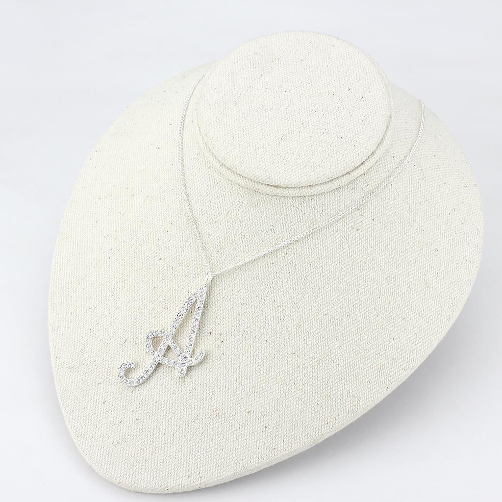 MALO4707 - Silver Brass Chain Pendant with Top Grade Crystal in Clear