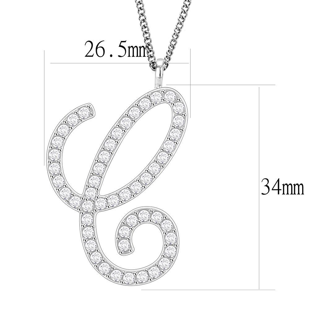 MALO4708 - Imitation Rhodium Brass Chain Pendant with Top Grade Crystal in Clear
