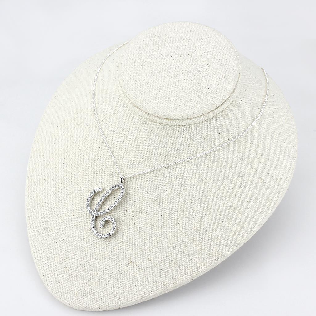 MALO4708 - Imitation Rhodium Brass Chain Pendant with Top Grade Crystal in Clear