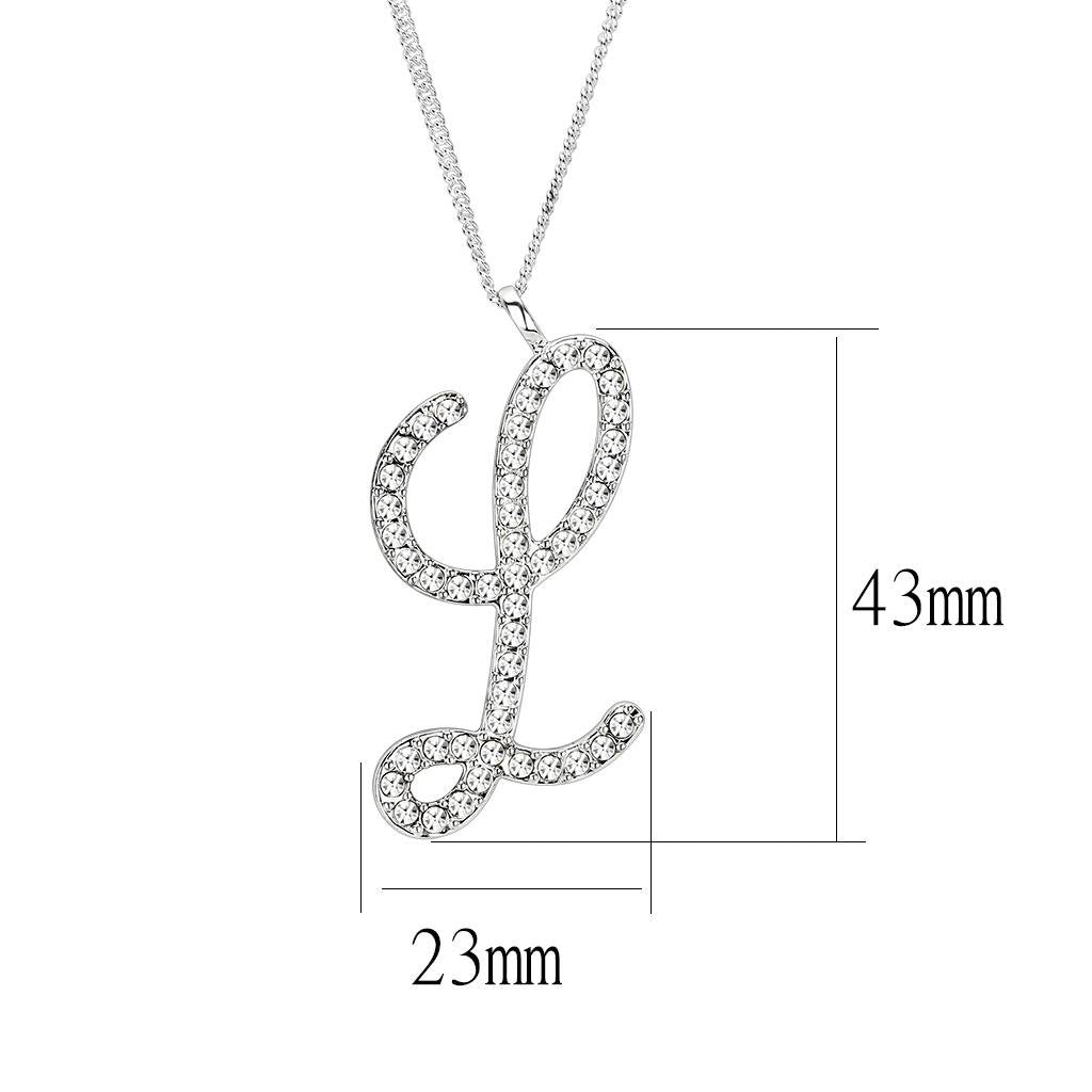 MALO4709 - Silver Brass Chain Pendant with Top Grade Crystal in Clear