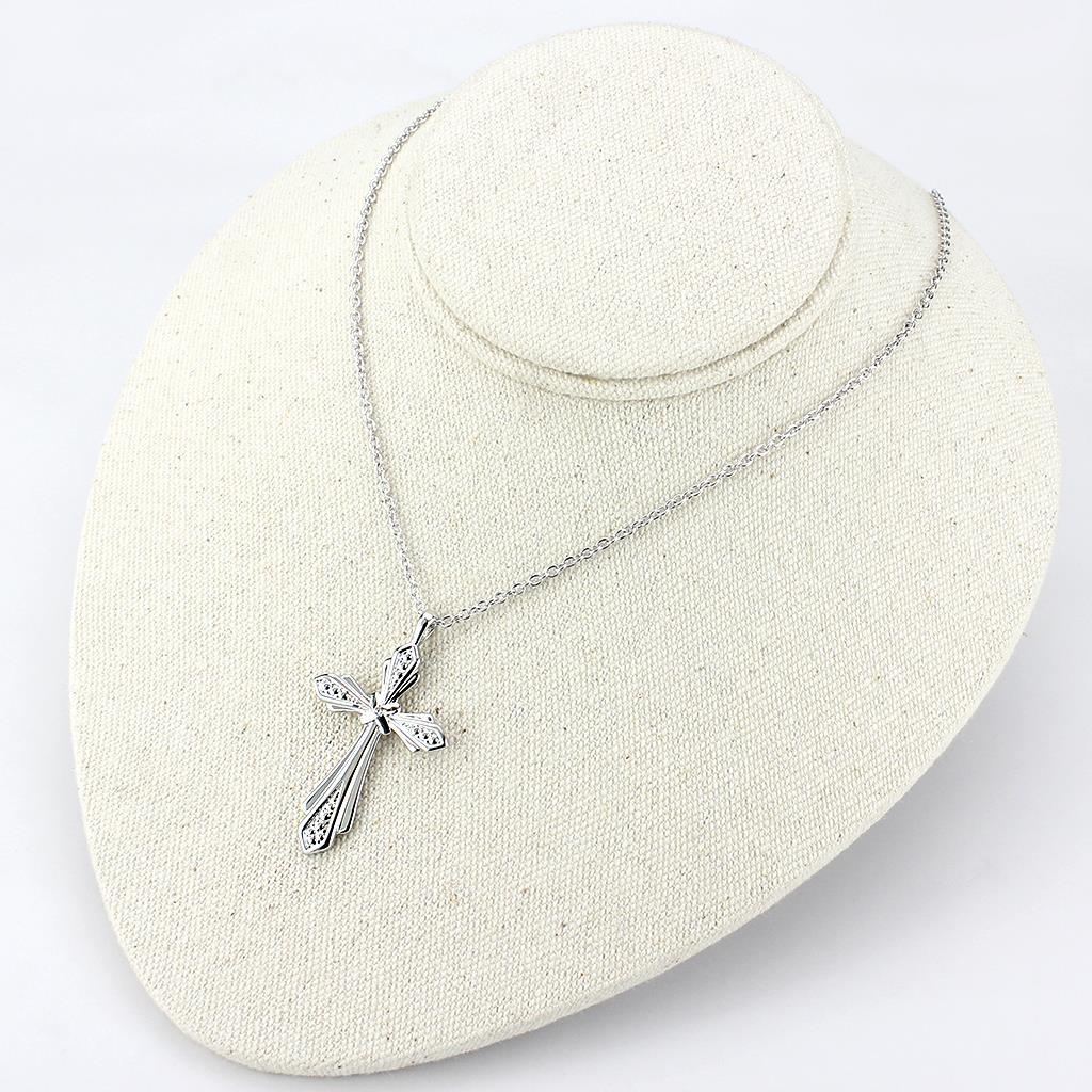 MALO4710 - Imitation Rhodium Brass Chain Pendant with Top Grade Crystal in Clear
