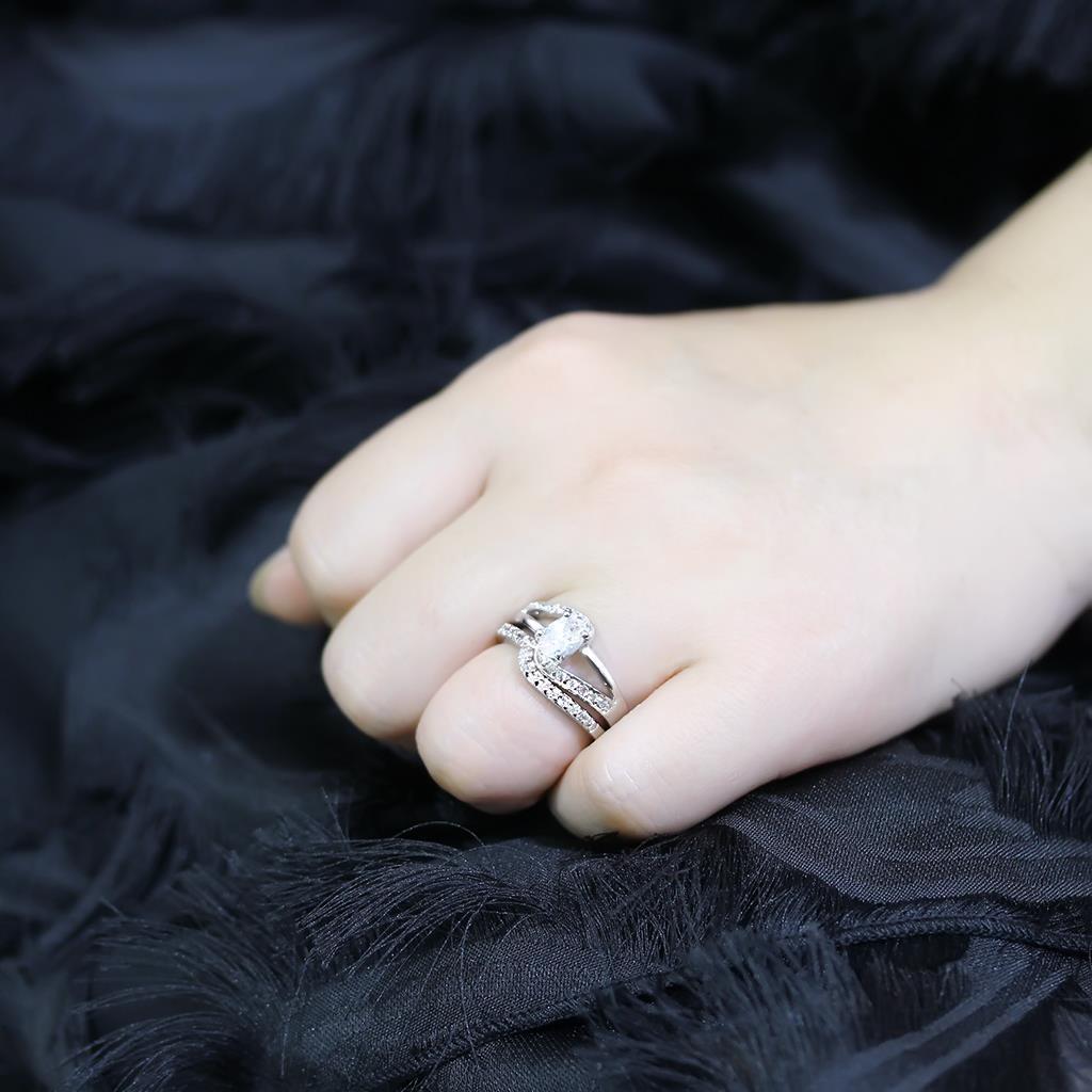 MALO4712 - Rhodium Brass Ring with AAA Grade CZ in Clear