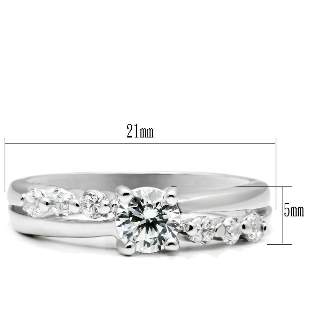 MALO4713 - Rhodium Brass Ring with AAA Grade CZ in Clear