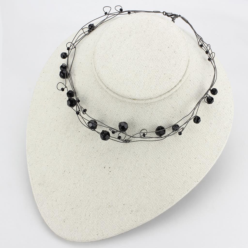 MALO4714 - Ruthenium White Metal Necklace with Synthetic Synthetic Glass in Jet