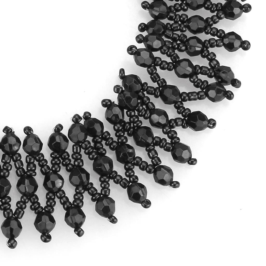 MALO4715 - Rhodium Brass Necklace with Synthetic Synthetic Glass in Jet