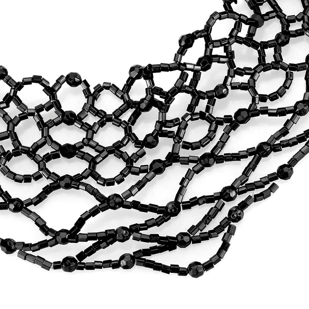 MALO4716 - Rhodium Brass Necklace with Synthetic Synthetic Glass in Jet