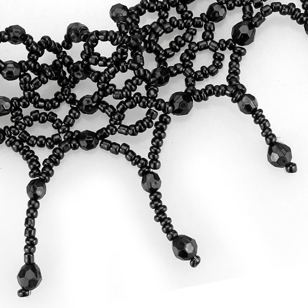 MALO4717 - Rhodium Brass Necklace with Synthetic Synthetic Glass in Jet