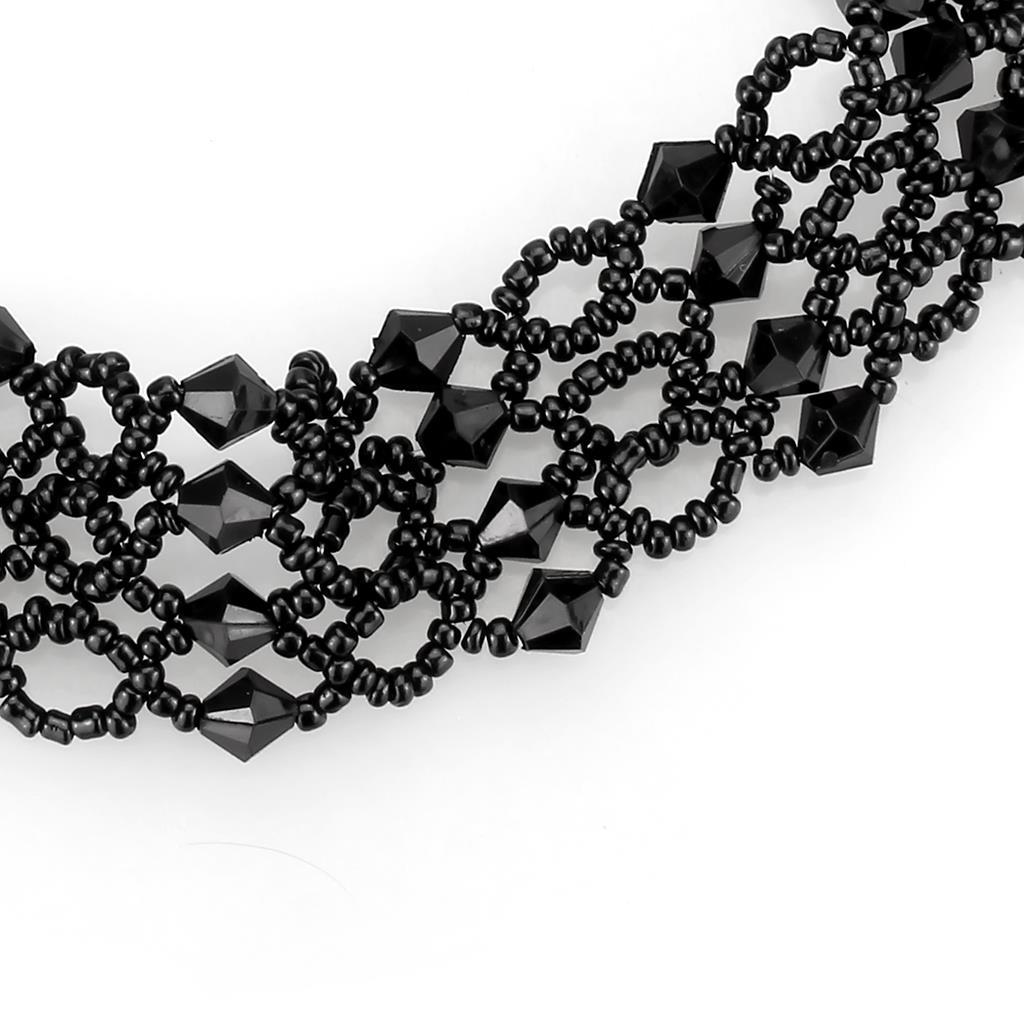 MALO4718 - Rhodium Brass Necklace with Synthetic Synthetic Glass in Jet