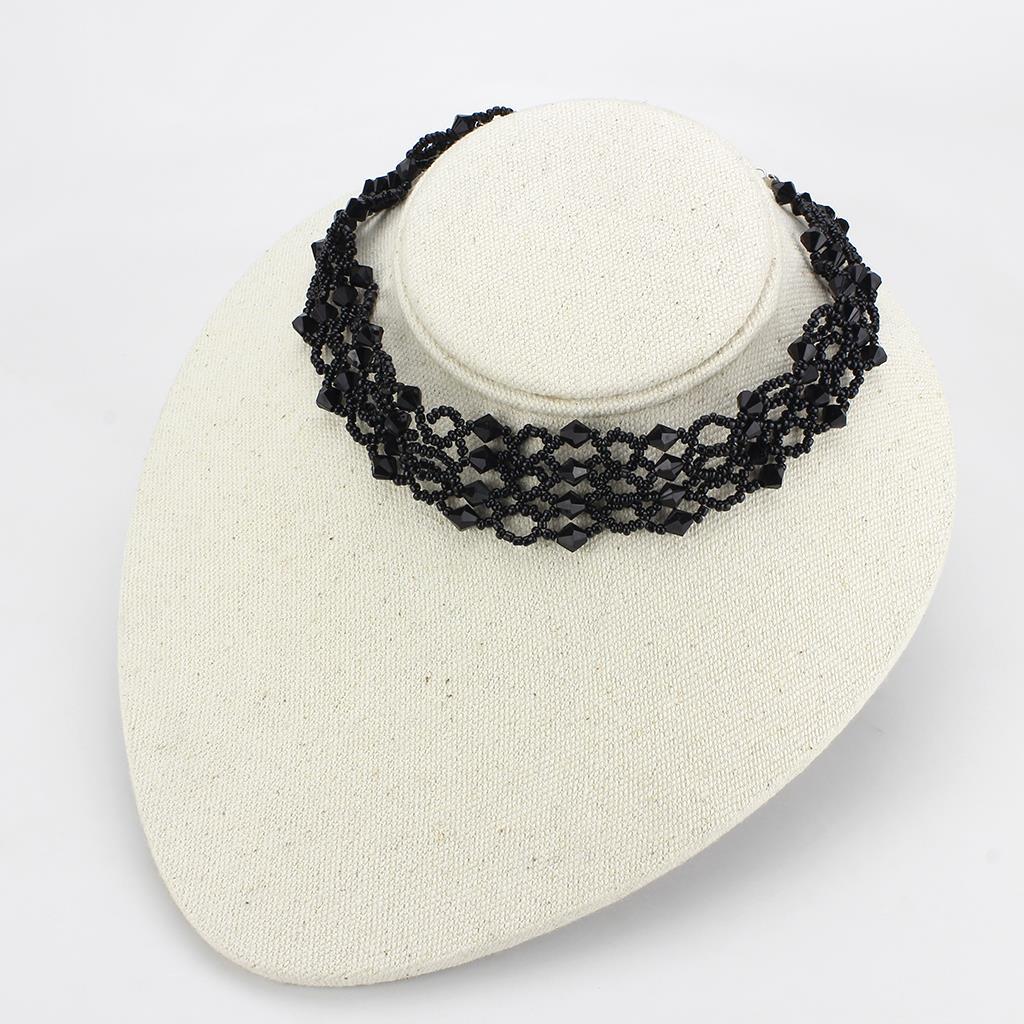 MALO4718 - Rhodium Brass Necklace with Synthetic Synthetic Glass in Jet