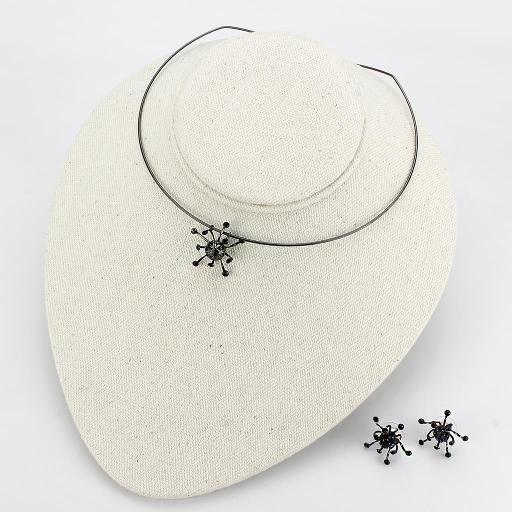 MALO4726 - Ruthenium White Metal Jewelry Sets with Top Grade Crystal in Jet