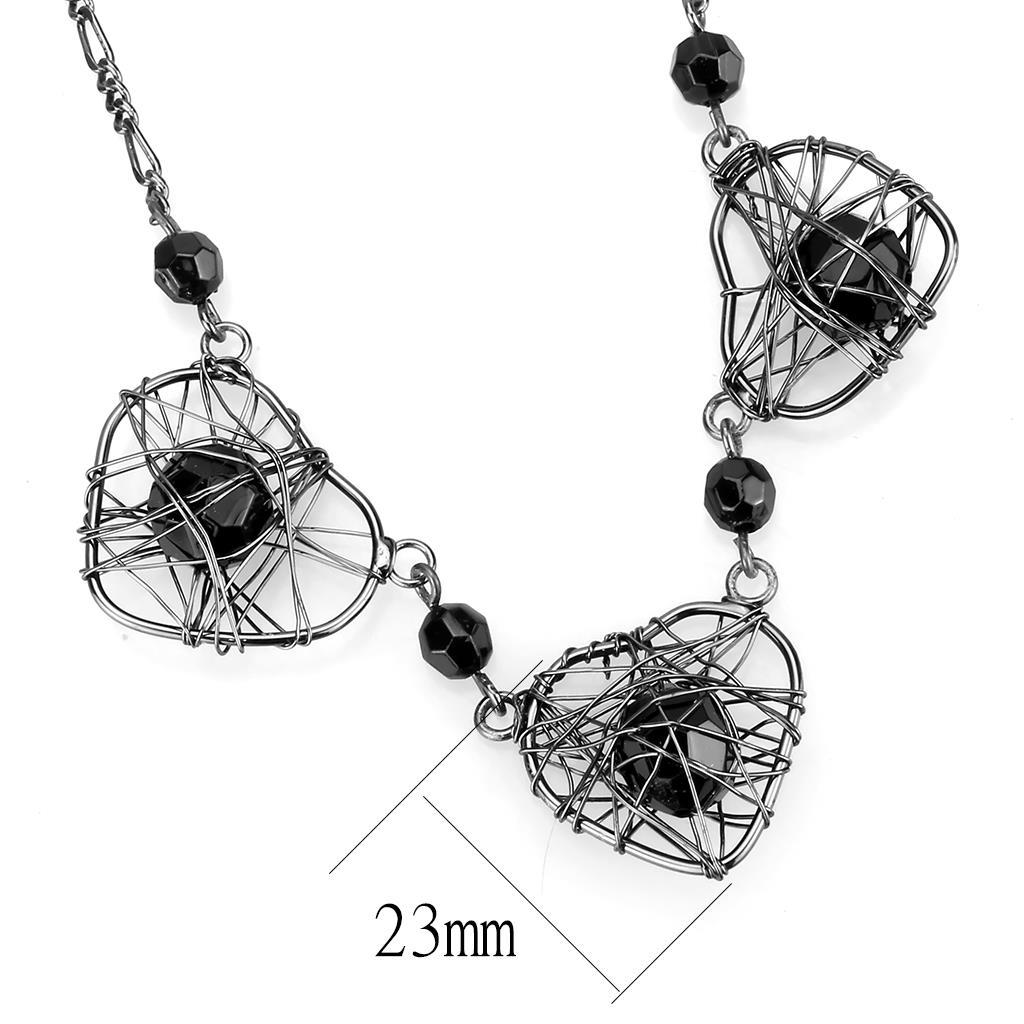 MALO4728 - Ruthenium White Metal Necklace with Synthetic Synthetic Glass in Jet