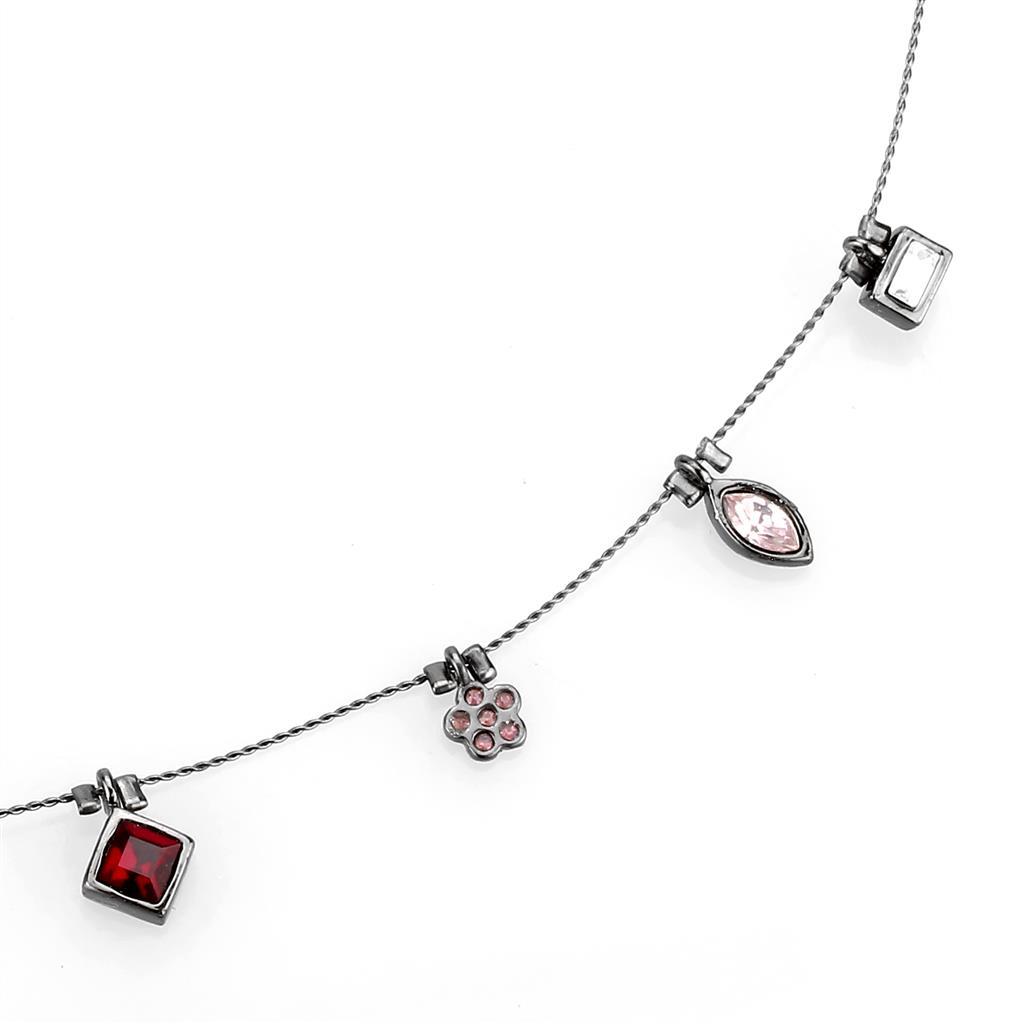 MALO4729 - Ruthenium White Metal Necklace with Top Grade Crystal in Multi Color