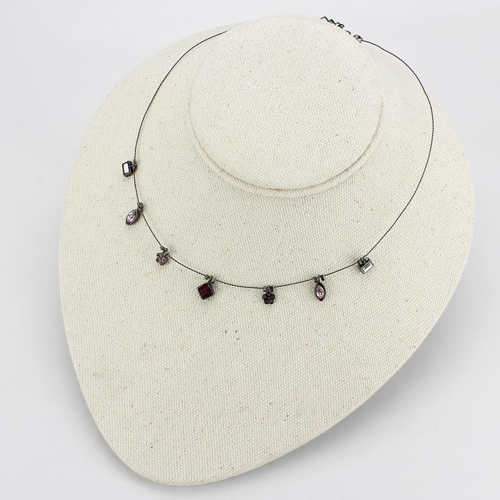 MALO4729 - Ruthenium White Metal Necklace with Top Grade Crystal in Multi Color