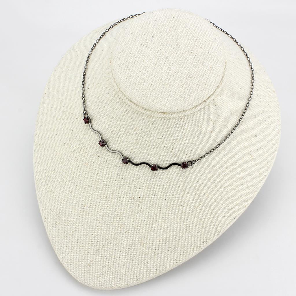 MALO4730 - Ruthenium White Metal Necklace with AAA Grade CZ in Siam